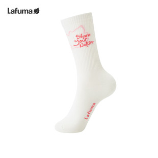 LAFUMA乐飞叶户外时尚 提花中筒袜女士抗菌白色休闲运动袜子