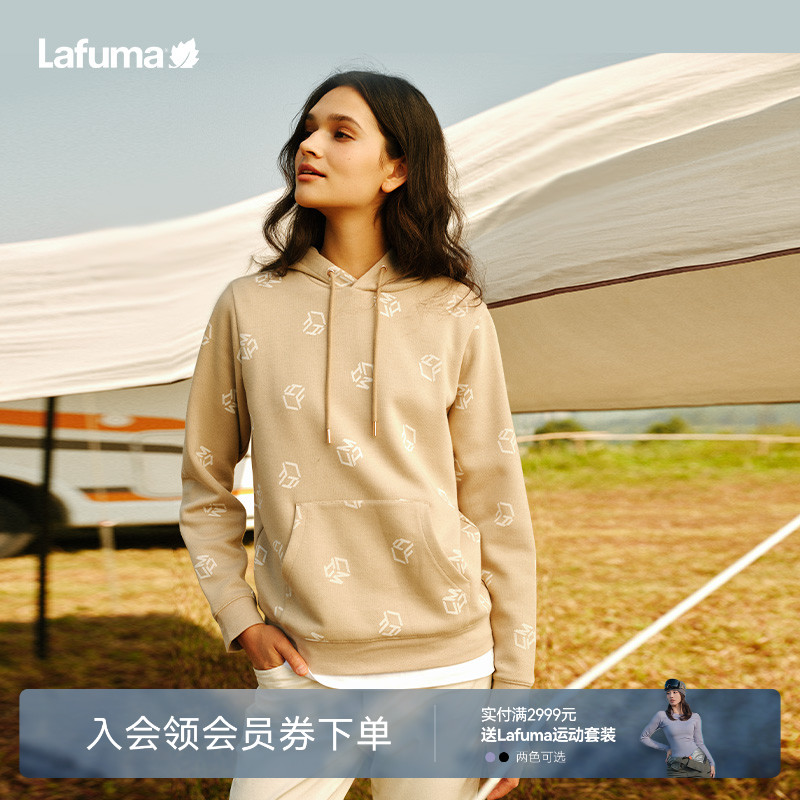 法国LAFUMA乐飞叶户外跑步健身休闲连帽印花卫衣女运动慢跑上衣
