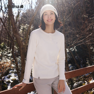 乐飞叶LAFUMA户外秋冬圆领抓绒长袖 T恤女运动休闲保暖打底衫