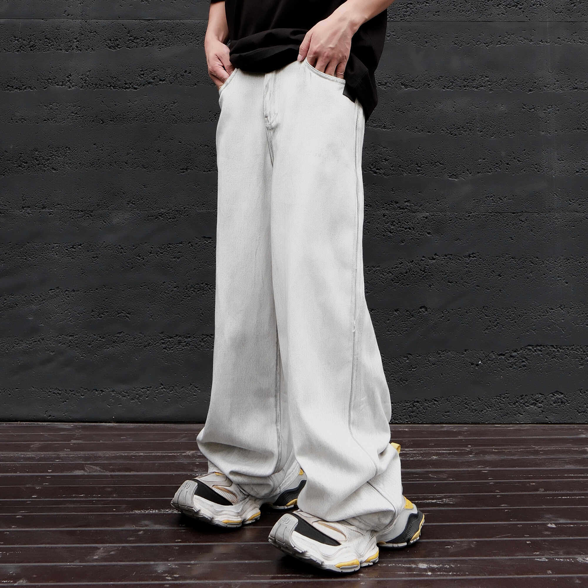 JDKZ美式脏脏白色扎染牛仔裤男宽松直筒垂感dirtyfit拖地阔腿长裤,男装,牛仔裤,淘宝优惠券,粉丝福利购,淘宝优惠卷