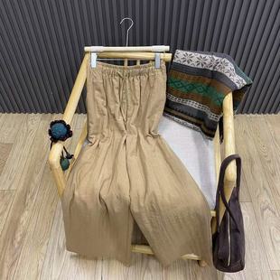 品质秋冬高腰抽绳天丝亚麻夹棉阔腿裤 女 纯色宽松百搭显瘦长裤