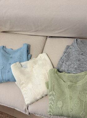 白月光/暖意自在秋季重工手工钩花羊毛+马海毛立体温柔风毛衣外套