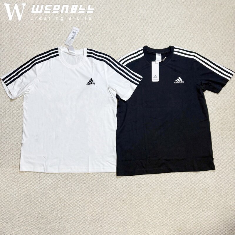 Adidas/阿迪达斯三条纹男运动T恤