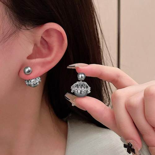 18K金双面珍珠前后耳钉两戴耳环