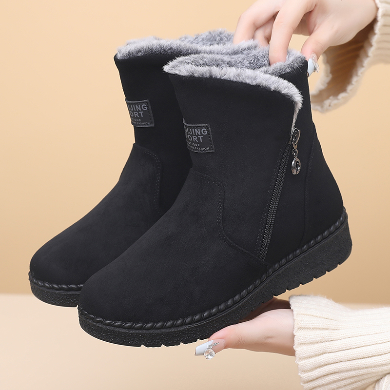 老北京布鞋棉鞋女冬季加绒加厚保暖妈妈厚底防滑雪地靴女款中筒靴