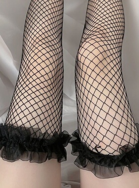 白丝袜女蕾丝花边防勾丝丝袜lolita长筒过膝夏季薄款jk袜子白色