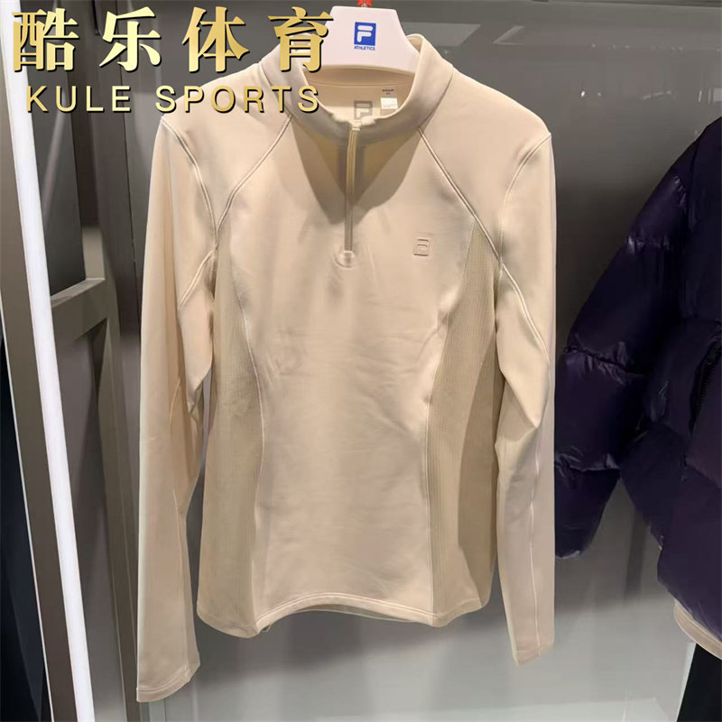 FILA斐乐2025年冬季女子宽松保暖薄绒半高领针织长袖衫A11W541202
