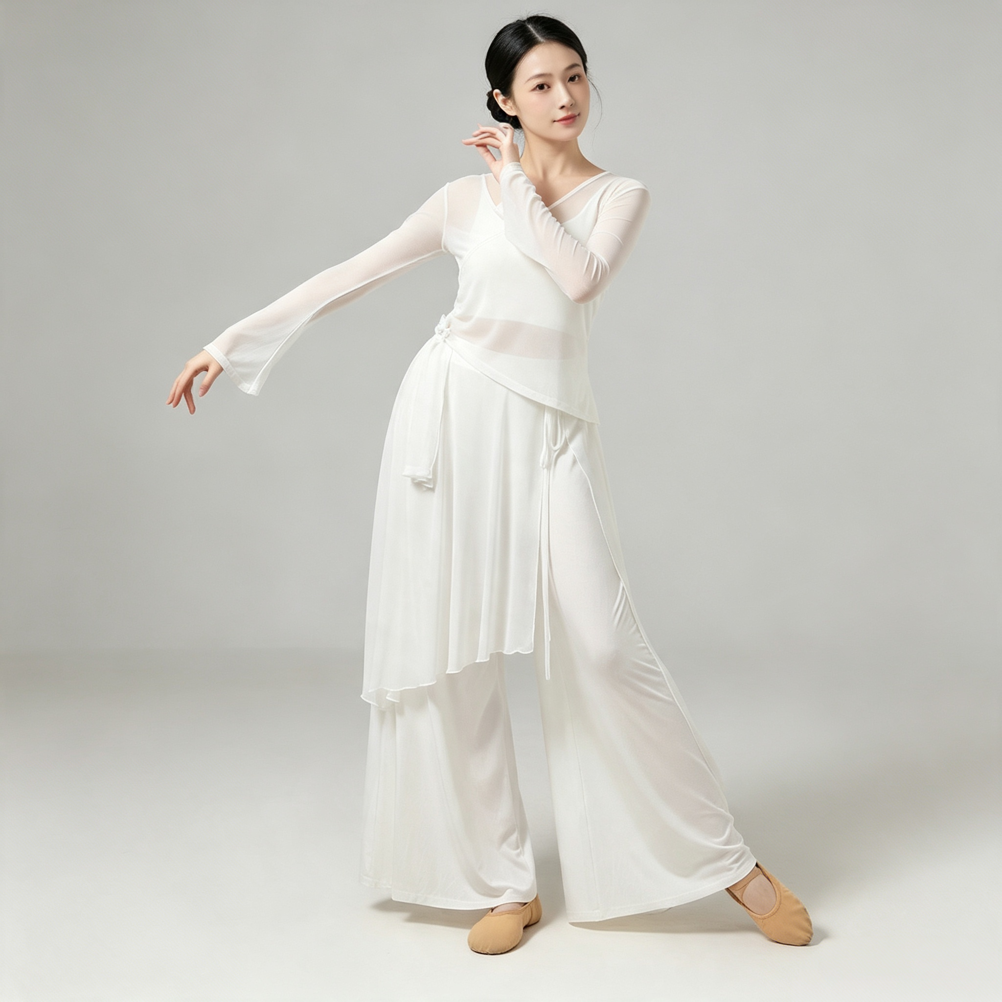 在水一方舞蹈服白色超仙古典舞集训练功服套装青花瓷蒹霞演出服女