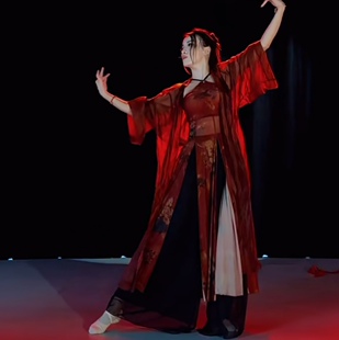 芒种古典舞演出服古风爵士舞套装 吊带旗袍三件套中国舞时候演出服