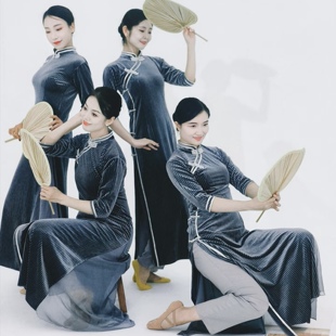 晨光曲旗袍同款舞蹈旗袍永不消逝的电波演出服声声慢外婆桥表演服