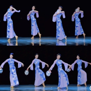 超大码青花瓷古典舞服装入画江南高弹力旗袍雨巷佳人声声慢演出服