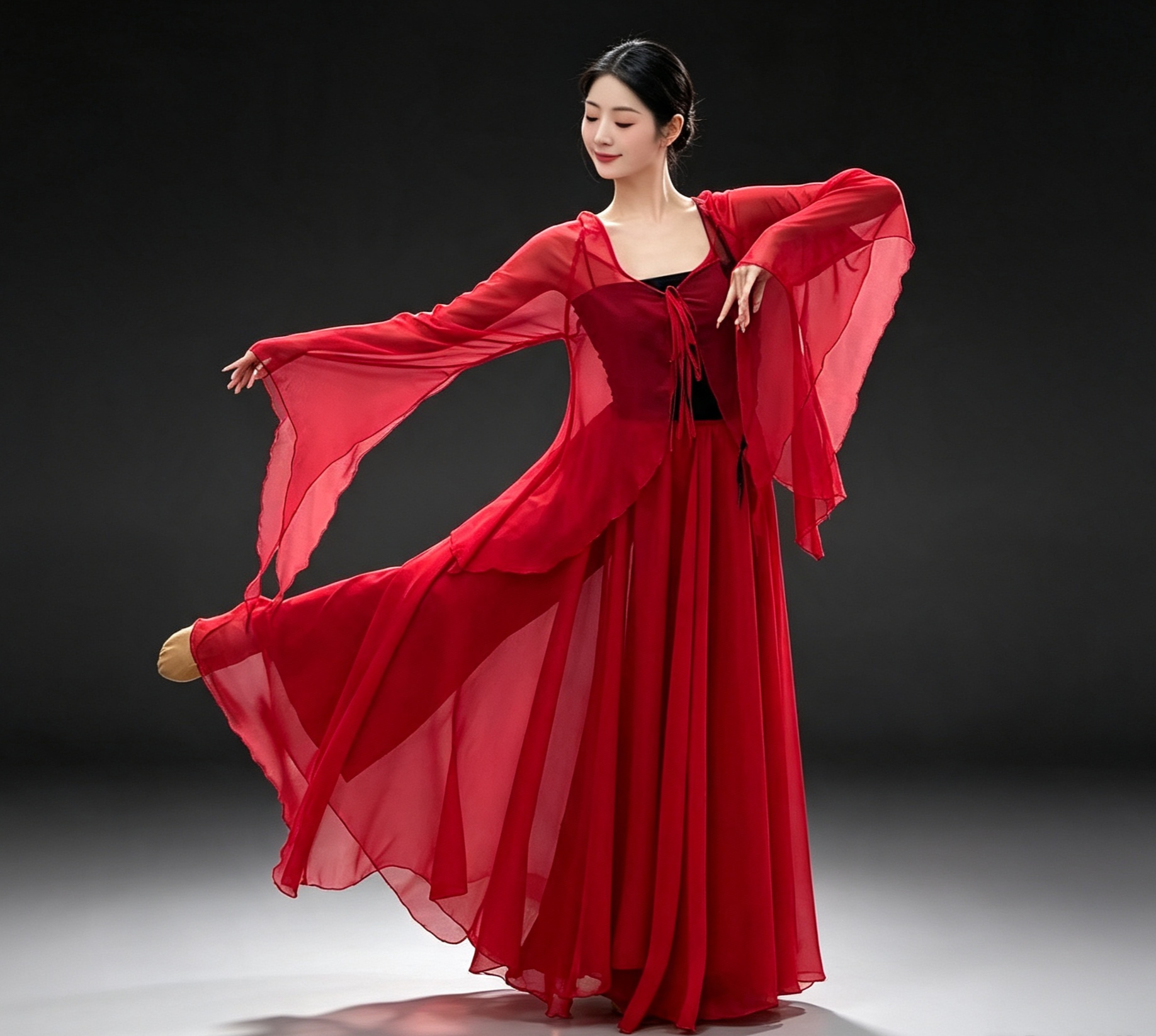 红颜旧舞蹈服装红色720度大摆裙三拜红尘凉演出服如愿万疆表演服