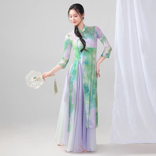 青花瓷旗袍舞蹈服入画江南古典舞纱衣相思谣夜泊秦淮春三月演出服