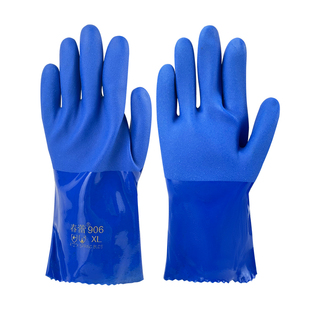 春蕾906耐油耐酸碱手套劳保耐磨工作防滑橡胶加厚浸塑防水防油男