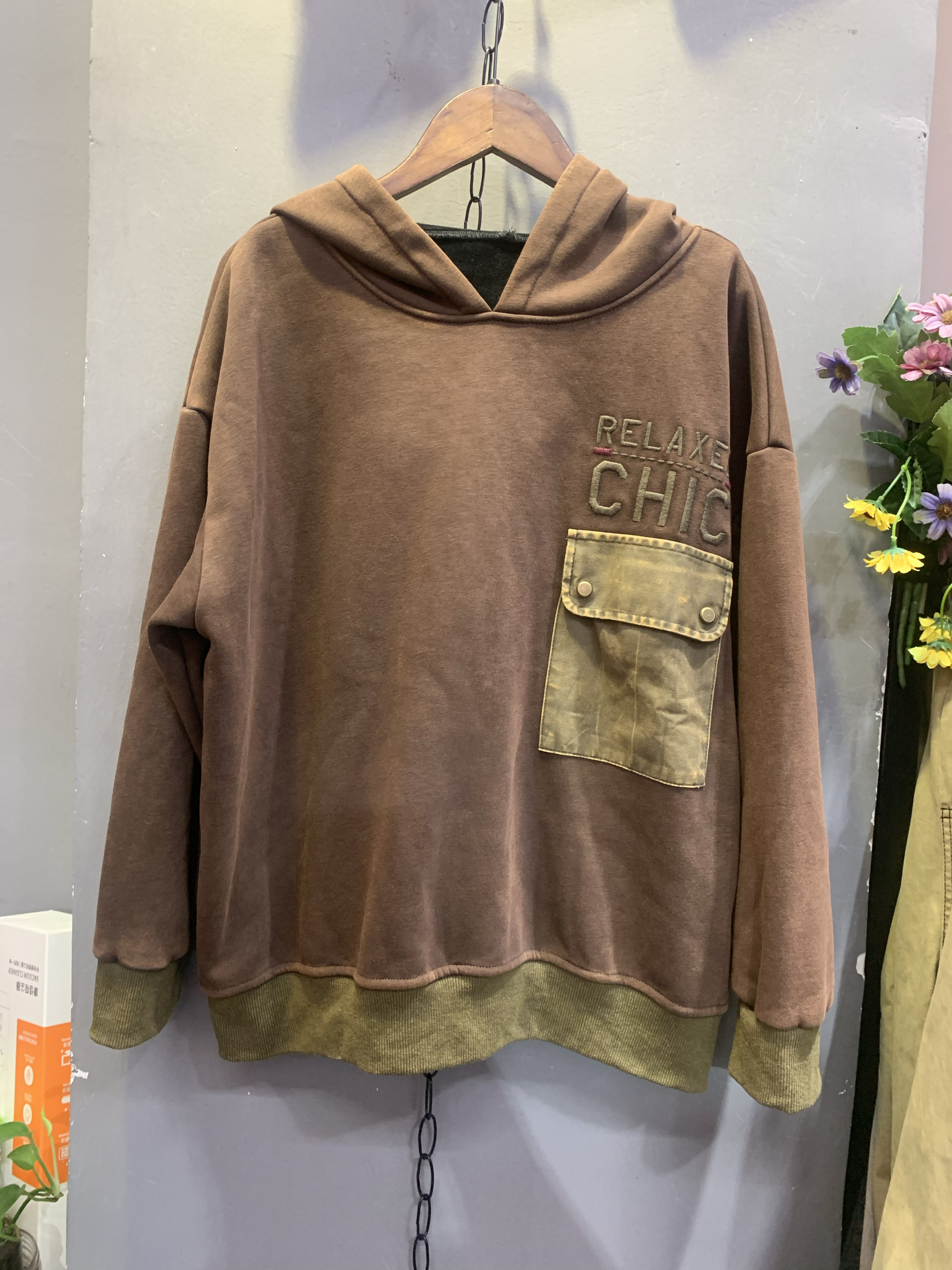 板衣孤品冬新款韩版ins潮街头风加绒个性纯棉宽松百搭风衣卫衣女