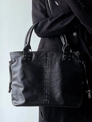 Stereoman 欧洲Banned暗黑哥特金属骨架浮雕托特包大容量手提包