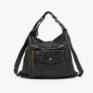 一包三用双肩包轻便款单肩双肩斜挎托特包大容量复古做旧女包通勤