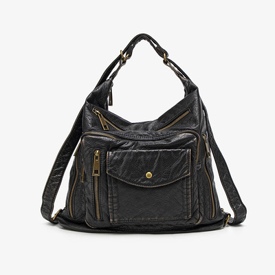 一包三用双肩包轻便款单肩双肩斜挎托特包大容量复古做旧女包通勤