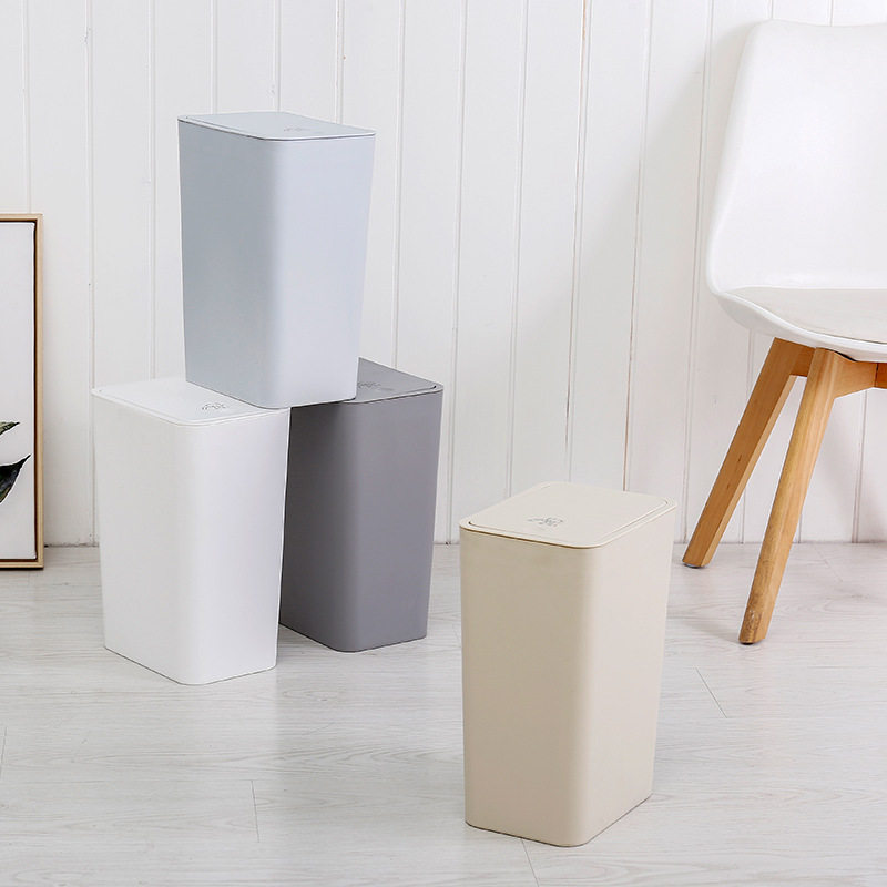 按压弹盖式长筒形垃圾桶家用卫生间加厚大容量收纳桶塑料垃圾篓