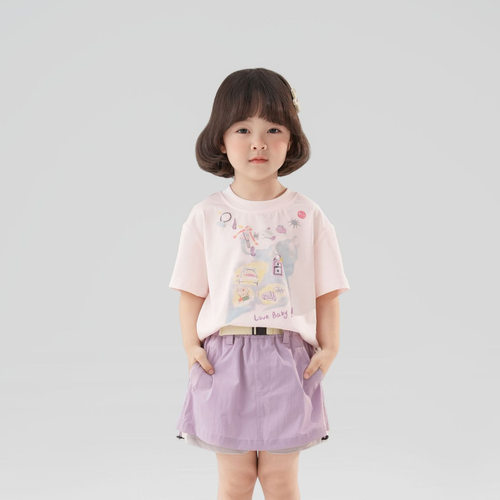 童T恤囧小孩2026夏季新款韩版无感印花短袖T恤宽松柔软女宝宝上衣