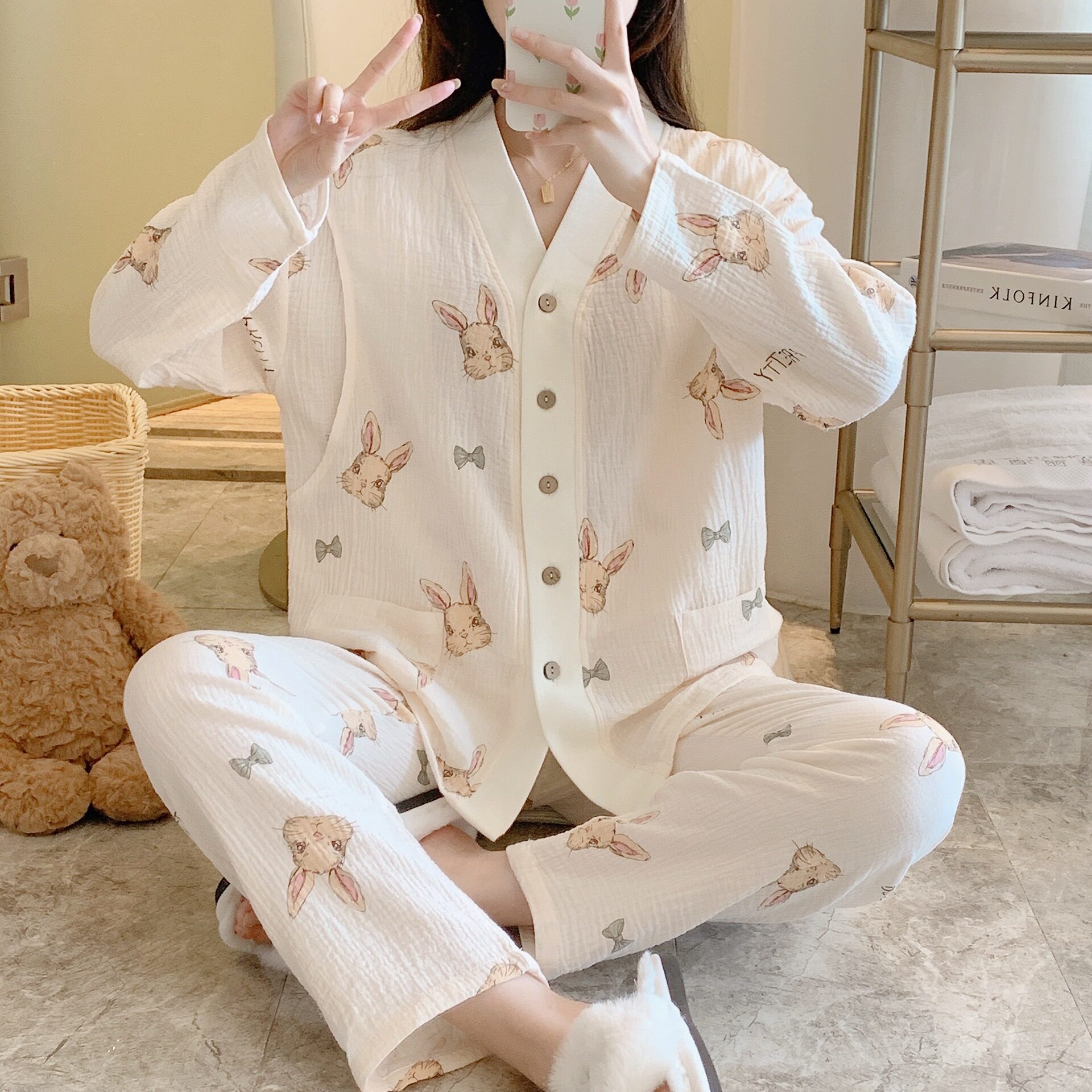 多款纯棉月子服大码孕妇待产睡衣春秋夏季产后产妇哺乳衣两件套装