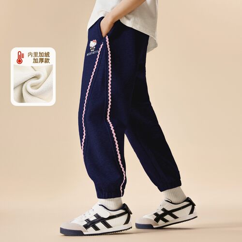 女童秋冬休闲加绒卫裤25新款加厚洋气中大童装运动裤儿童冬季