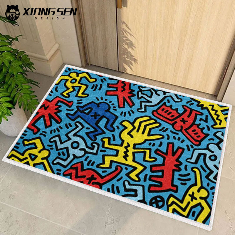 keith haring凯斯哈林联名插画硅藻泥地垫进门口脚垫防滑入户垫子