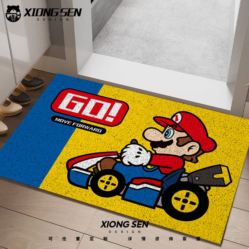 马里奥赛车简约拼接风丝圈地垫入户垫子懒人免洗门口蹭土脚垫门垫,居家布艺,家用脚垫,淘宝优惠券,粉丝福利购,淘宝优惠卷