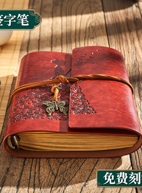 a6小号手帐本活页本便携随身笔记本本子文艺精致空白纸记事本复古牛皮纸插画绘画创意个性加厚手账可定制logo