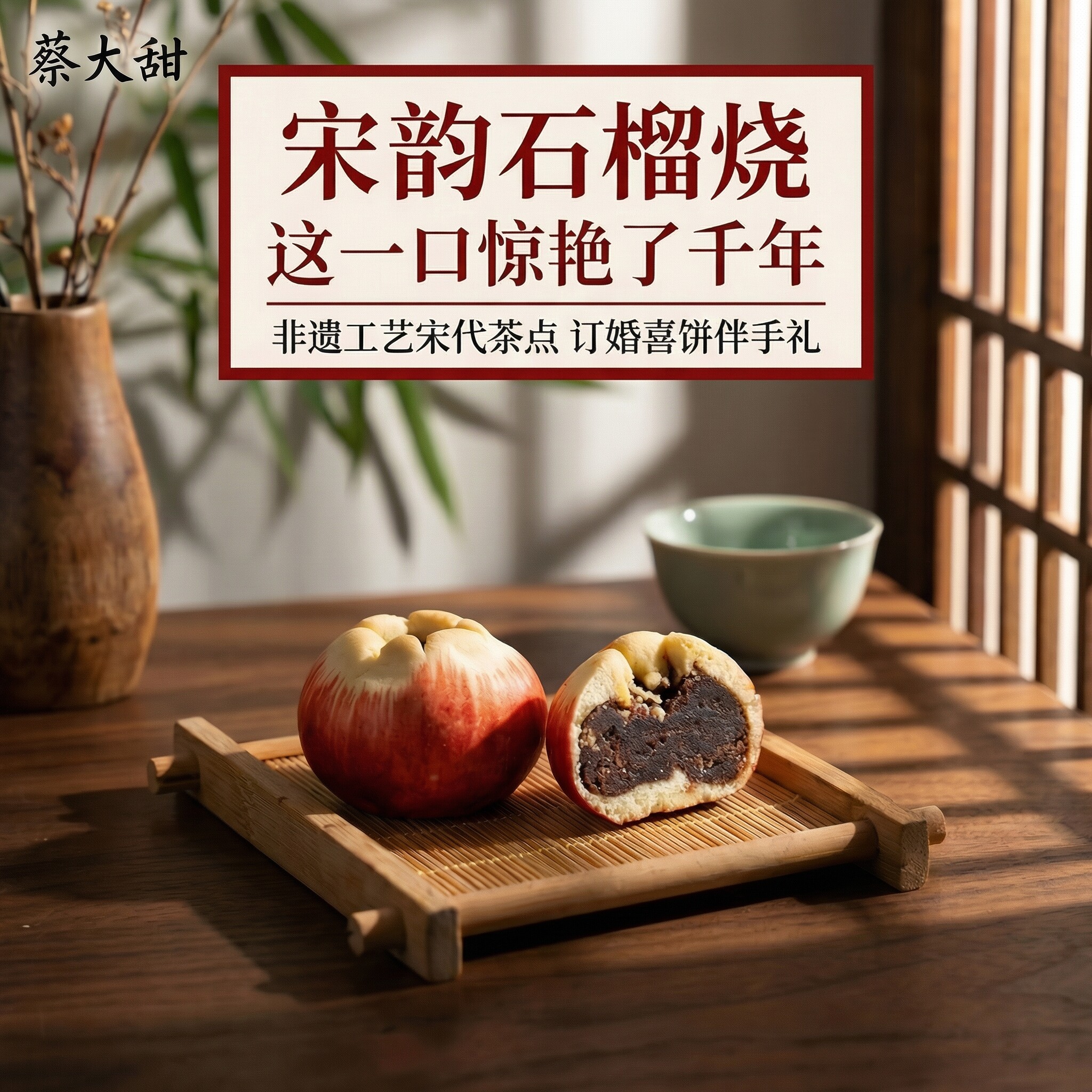 蔡大甜石榴烧和果子中式糕点宋代茶点订婚摆盘喜饼伴手礼中秋礼盒