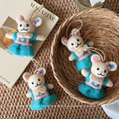 韩系东大门手工羊毛毡兔子包包挂