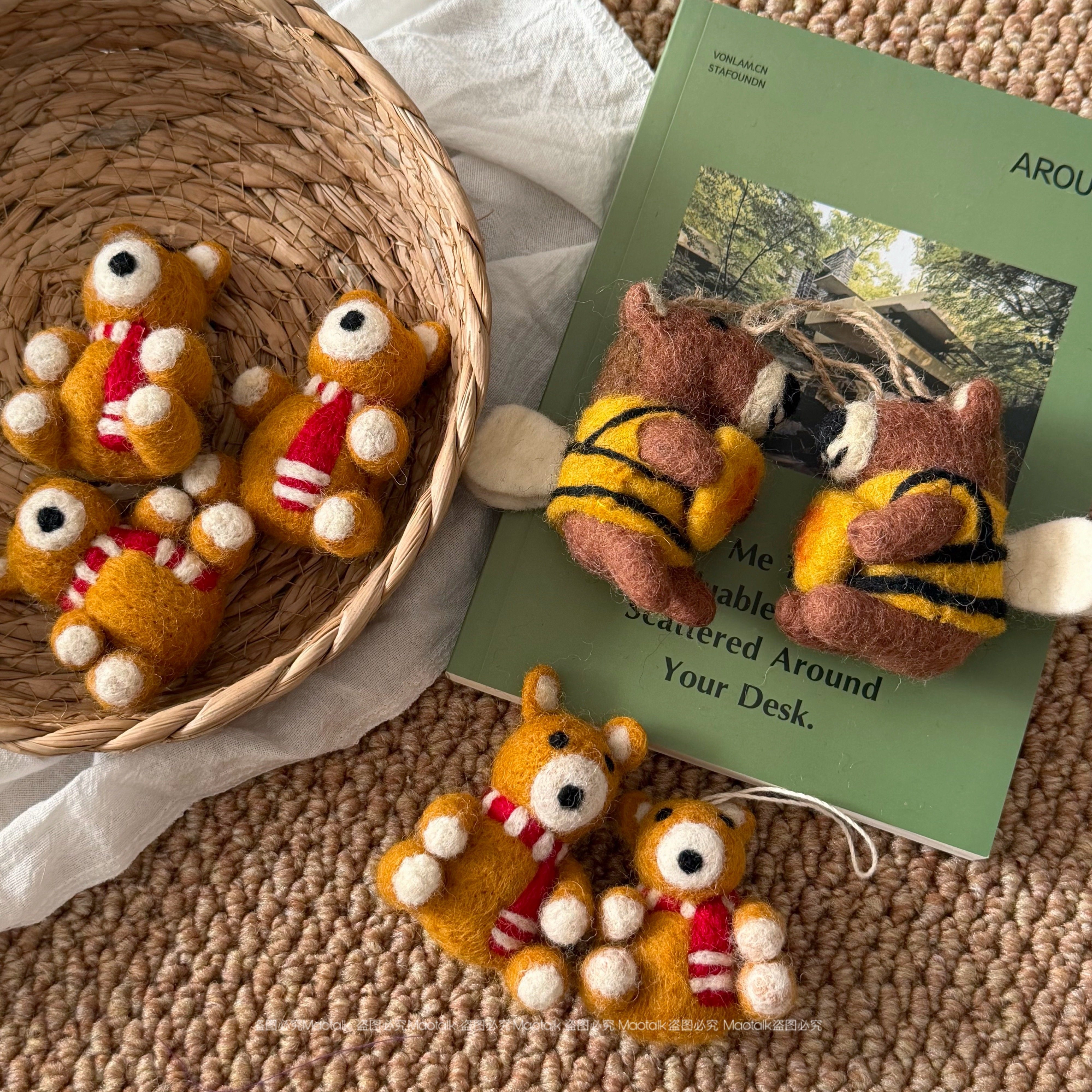 韩系手工羊毛毡挂件黄油小熊包包挂件蜜蜂小熊卡通动物饰品挂饰女,服饰配件/皮带/帽子/围巾,包挂件,淘宝优惠券,粉丝福利购,淘宝优惠卷