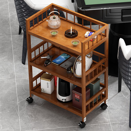 棋牌室麻将桌茶水架带轮子小推车茶几可移动置物架客厅中式茶水柜