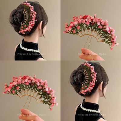 刘亦菲同款超仙满天星花朵发簪子侧边发钗高级感头花发饰2025新款