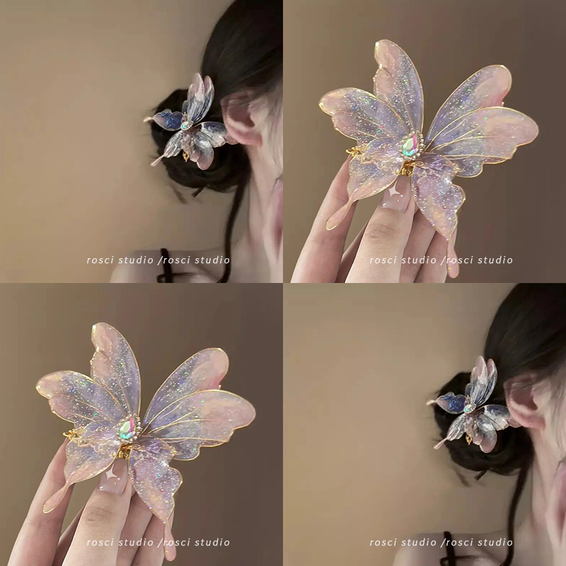 超仙蝴蝶发夹女2025汉服发饰