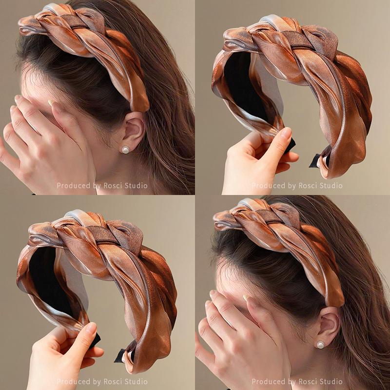 高级感渐变麻花编织发箍女宽边高颅顶头箍韩系压发卡头饰2025新款