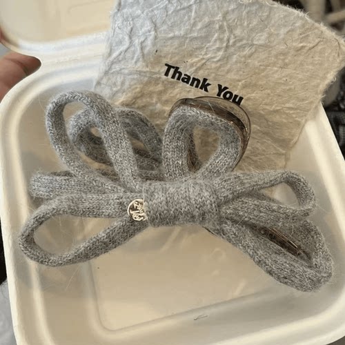 针织蝴蝶结抓夹秋冬复古盘发鲨鱼夹子头饰发夹女2025新款高端发饰