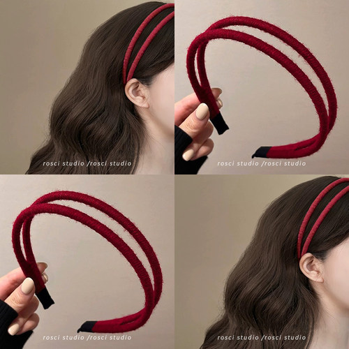 复古港风毛线发箍女双股高颅顶头箍高级感日常外戴压发捆2025新款