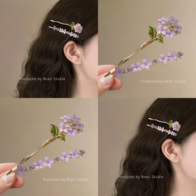 浪漫紫藤花发夹女2026新款高级感精致后脑勺一字夹刘海侧边鸭嘴夹