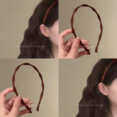 复古细边螺旋发箍女日常外戴2025新款高级感洗脸压发卡增颅顶头箍