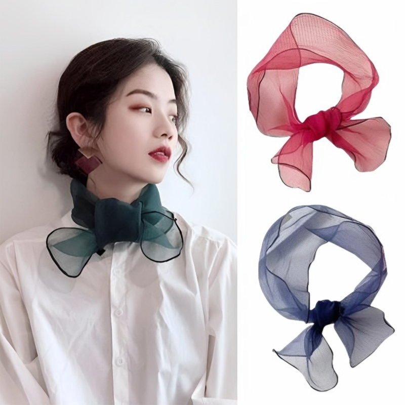 网纱长条小丝巾蝴蝶结发带女系脖高级感2025新款夏季护颈丝带领巾