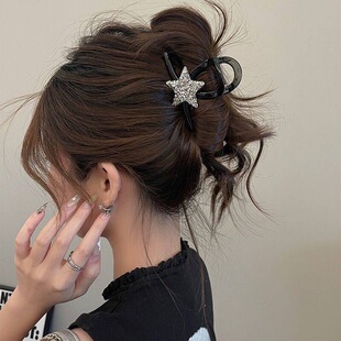 五角星抓夹中号星星鲨鱼夹后脑勺发夹头饰2026年新款八字水钻夹子