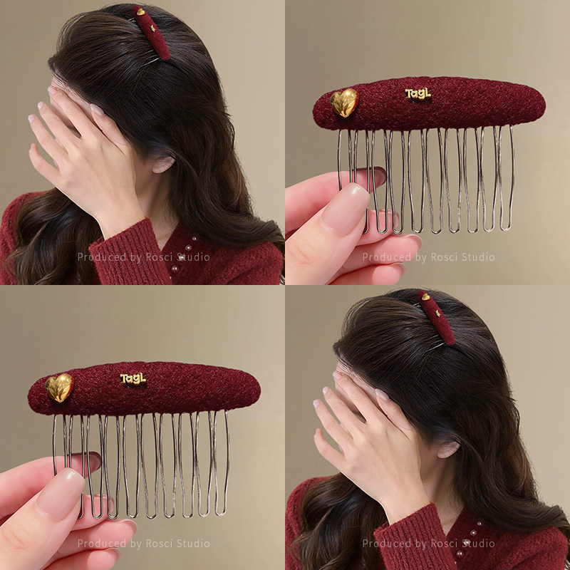 新年红色毛呢发梳女爱心倒插梳韩系秋冬刘海侧边夹无痕碎发卡头饰,饰品/流行首饰/时尚饰品新,发饰,淘宝优惠券,粉丝福利购,淘宝优惠卷