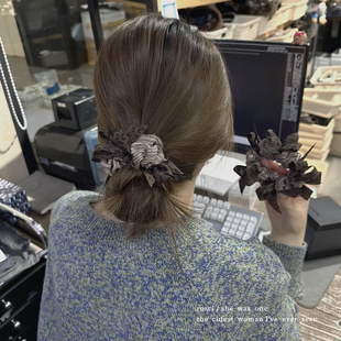 韩系小众编织蝴蝶结大肠发圈女款 显发量丸子头发绳高级感马尾头绳