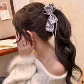 韩系氛围感波点蝴蝶结香蕉夹2026春季 新款 发夹甜美少女后脑勺发饰