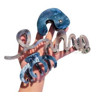 水墨波浪南瓜抓夹醋酸马尾发夹女2026新款高端后脑勺鲨鱼夹设计感