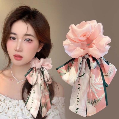 超仙蝴蝶结飘带大肠发圈女2025新款头花高级感扎头发皮筋发饰头绳