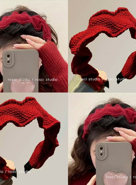 秋冬宽边针织发箍高颅顶遮发缝韩系复古头箍女氛围感洗脸发卡头饰