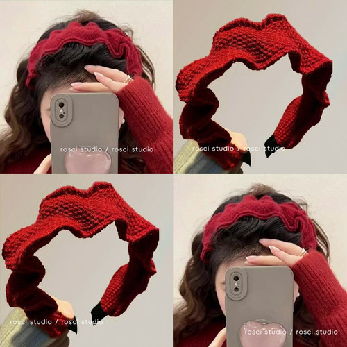 秋冬宽边针织发箍高颅顶遮发缝