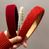 Бордовый ободок из жемчуга, в стиле Шанель